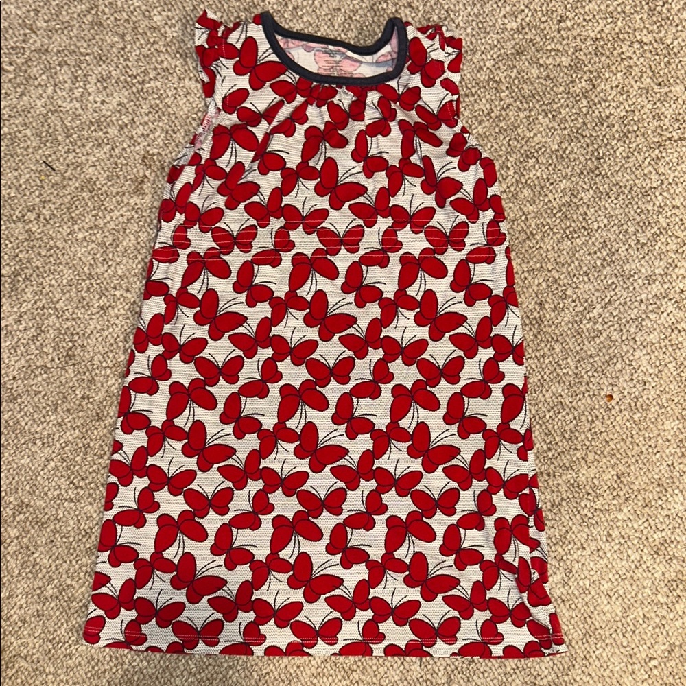 Tea Collection Red and White Butterfly Print Casual Dress